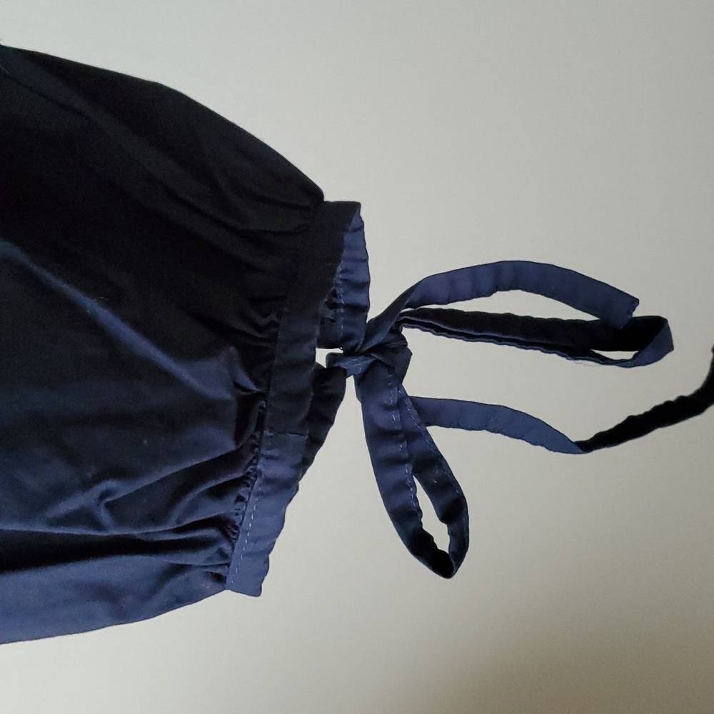 LOFT navy blue blouse with embroidery. - Picture 3 of 7